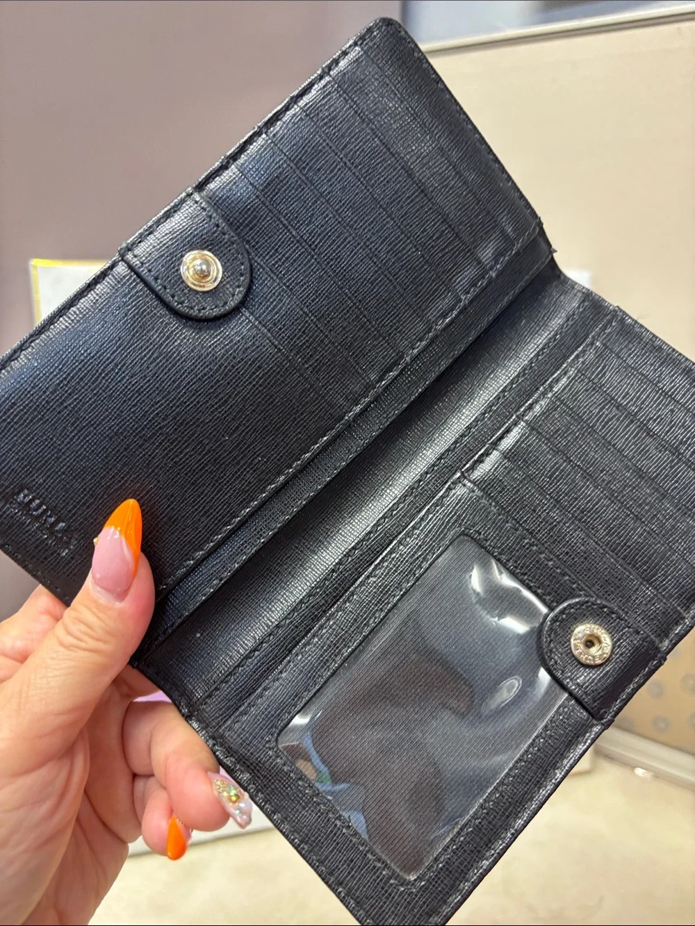 FURLA Black Leather Safiano Bifold Wallet